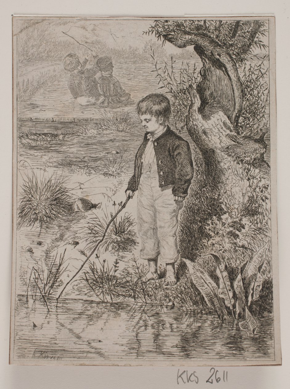 A Boy Fishing by Johan Adolph Kittendorff