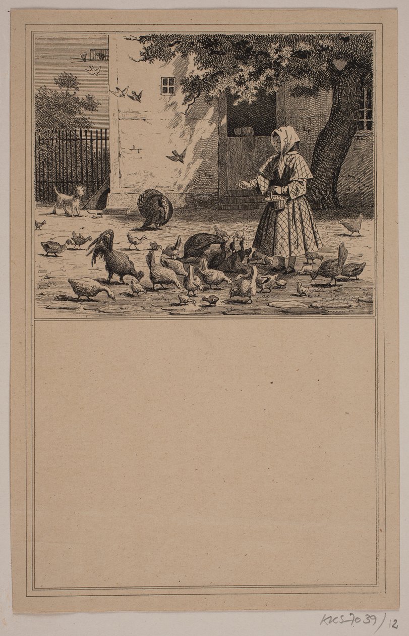 In the Henhouse. No. 11 in Chr. Winther and M. Rørbye, "25 Pictures for Small Children" by Johan Adolph Kittendorff