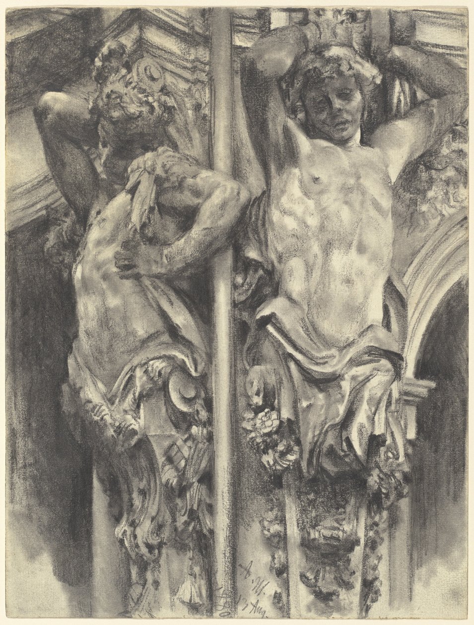 Atlases on the Wall Pavilion of the Dresden Zwinger by Adolph Menzel