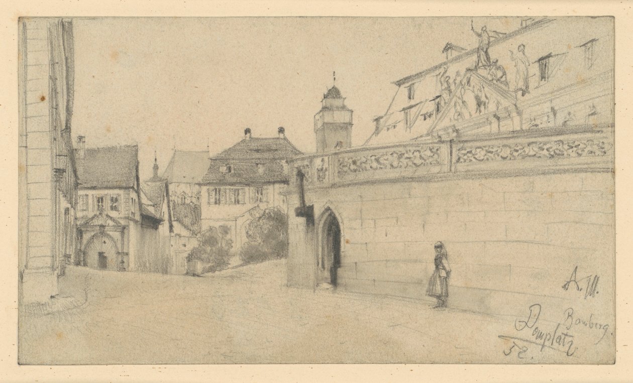 Bamberg. Cathedral Square between Cathedral Square 1 and Cathedral Wreath towards the South by Adolph Menzel