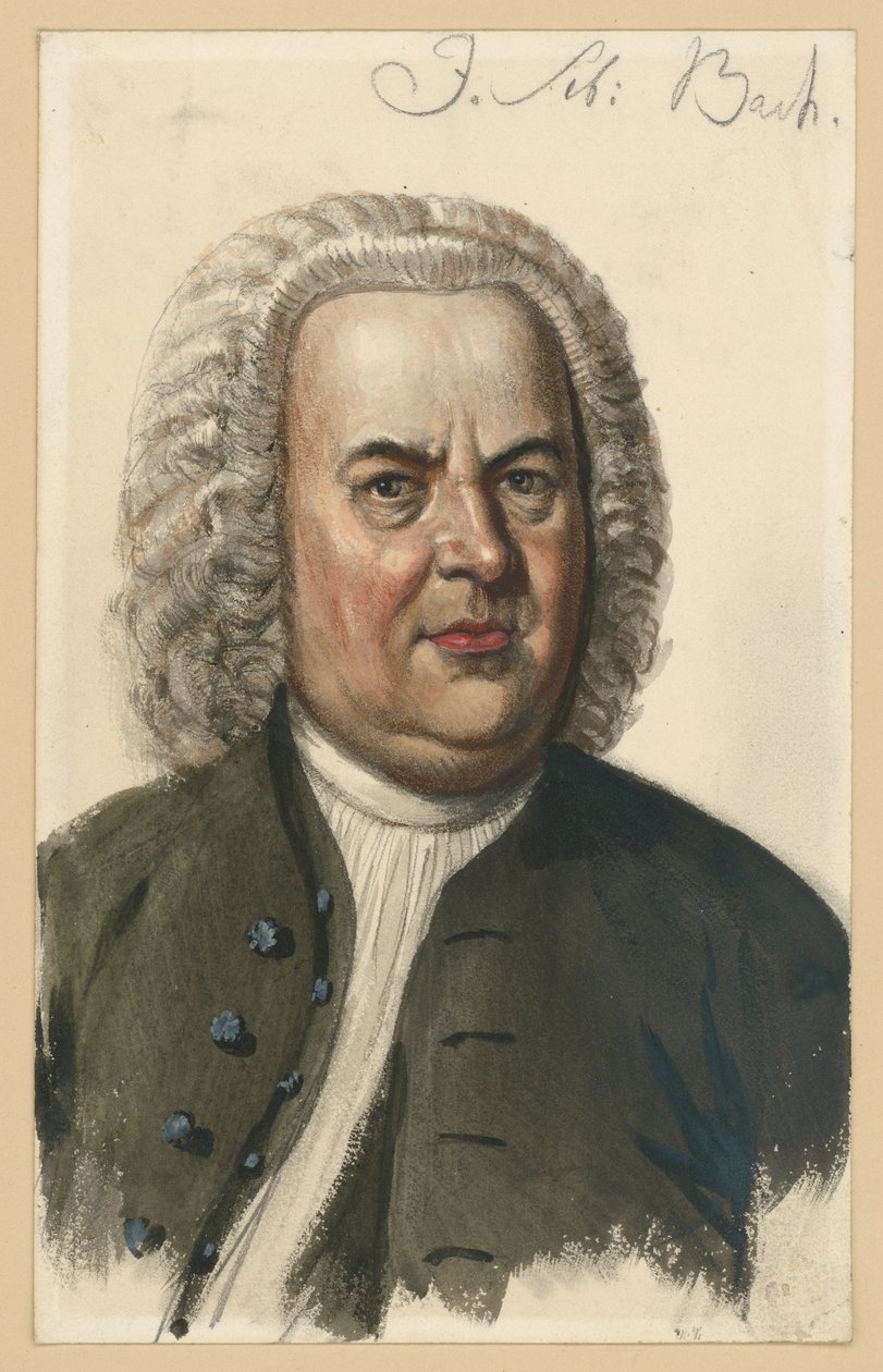 Portrait of Johann Sebastian Bach, Bust en face after the Painting by Elias Gottlob Haussmann by Adolph Menzel
