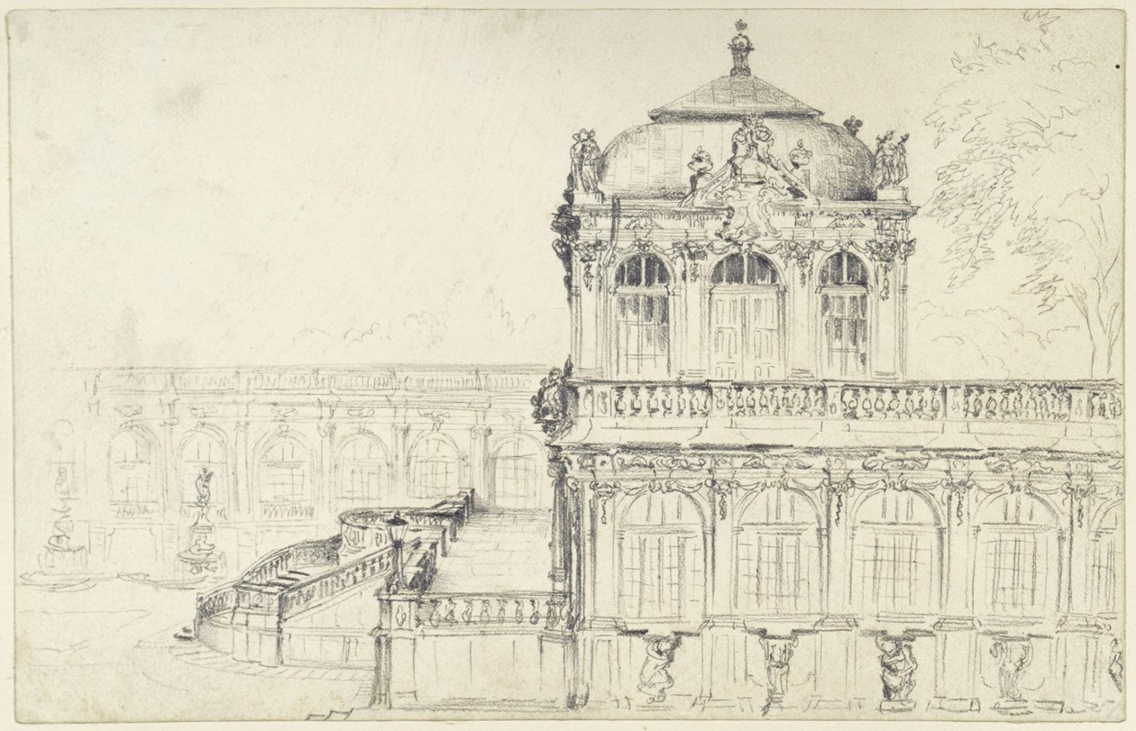 View of the Narrow Side of the Mathematical Physical Salon and the Eastern Long Gallery in the Zwinger in Dresden by Adolph Menzel