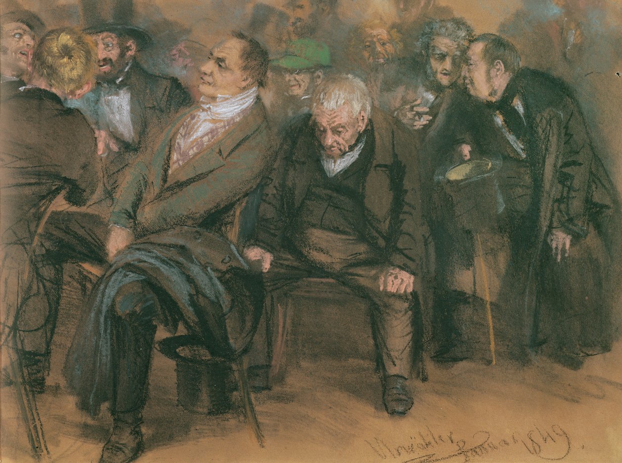 Bourgeois Germans in a Public Meeting, 1849 by Adolph Menzel