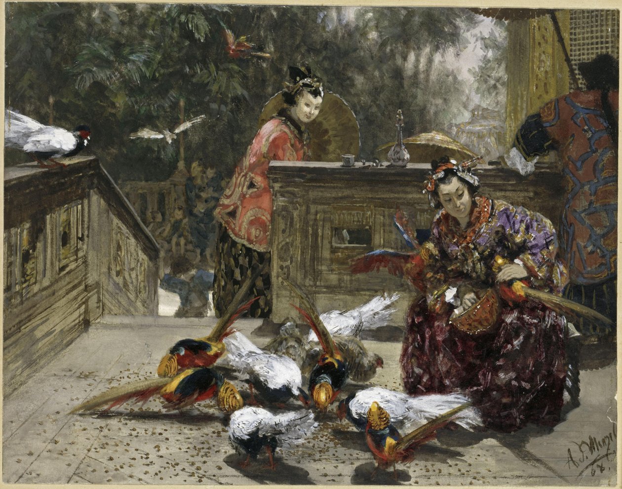 Chinese Women with Pheasants. From the "Children