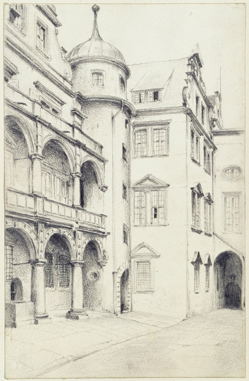 The Southwest Corner of the Small Castle Courtyard in Dresden by Adolph Menzel