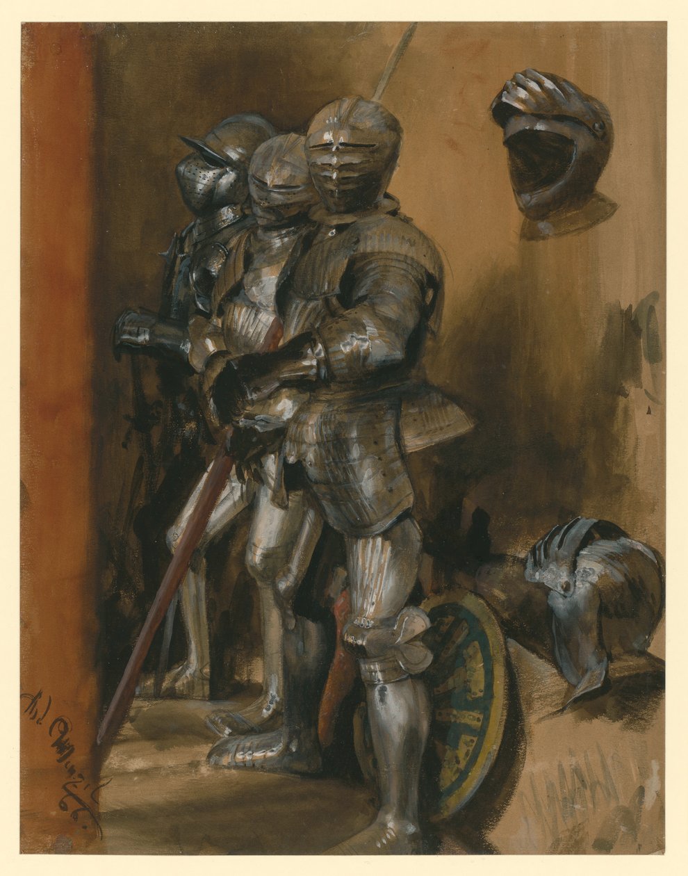 Three Armors and Two Helmets by Adolph Menzel