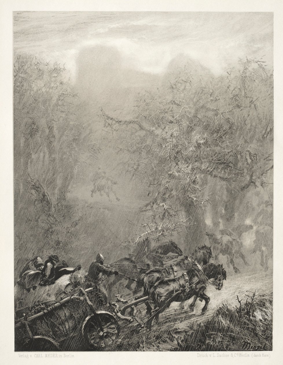 Essay on Stone with Brush and Scraper: The Convoy of Prisoners through a Woods by Adolph Menzel