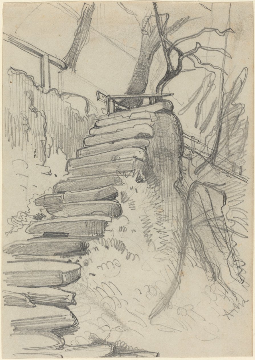 Flight of Stone Steps in a Garden by Adolph Menzel