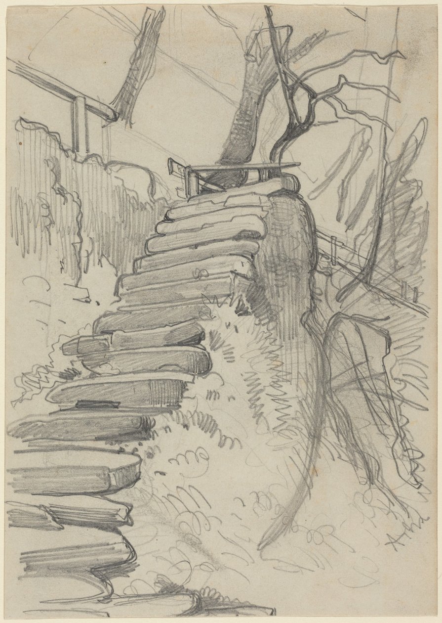 Flight of Stone Steps in a Garden by Adolph Menzel