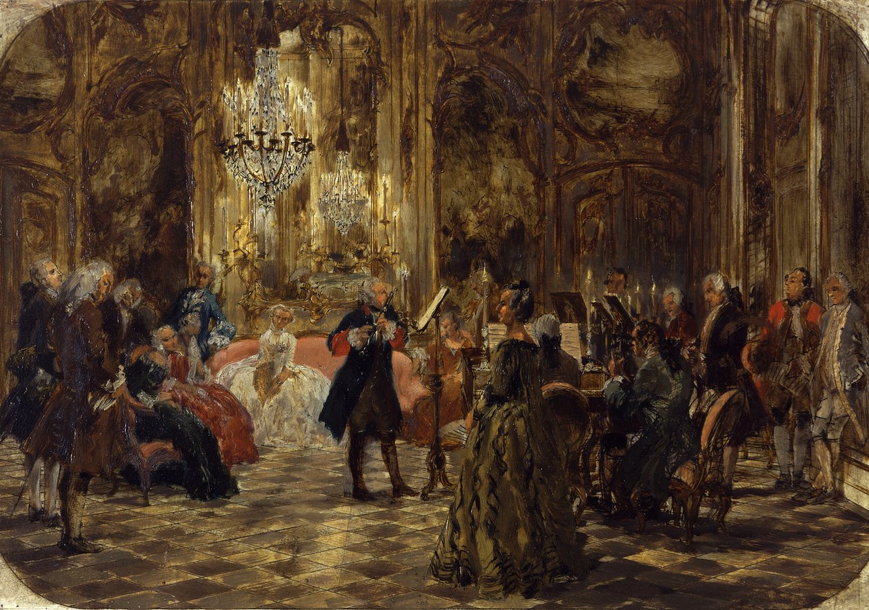 Flute Concert of Frederick the Great in Sanssouci. Sketch by Adolph Menzel