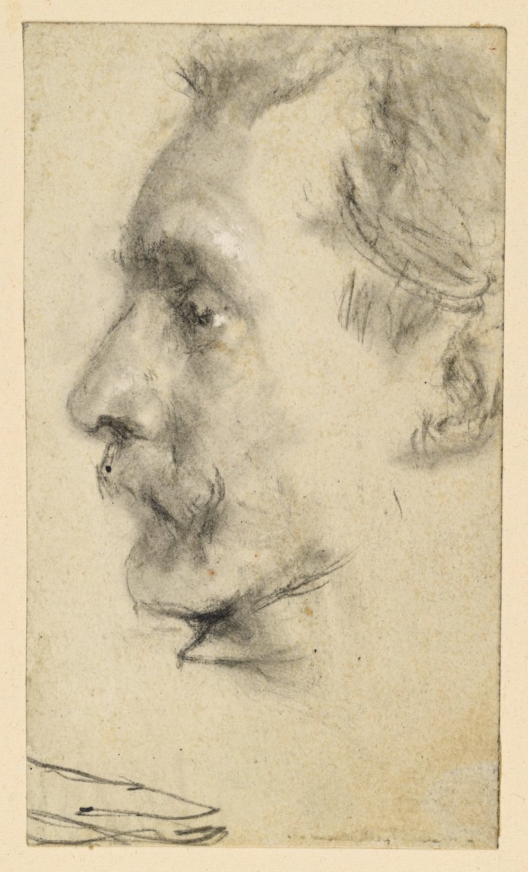 Profile of a Man with a Mustache by Adolph Menzel