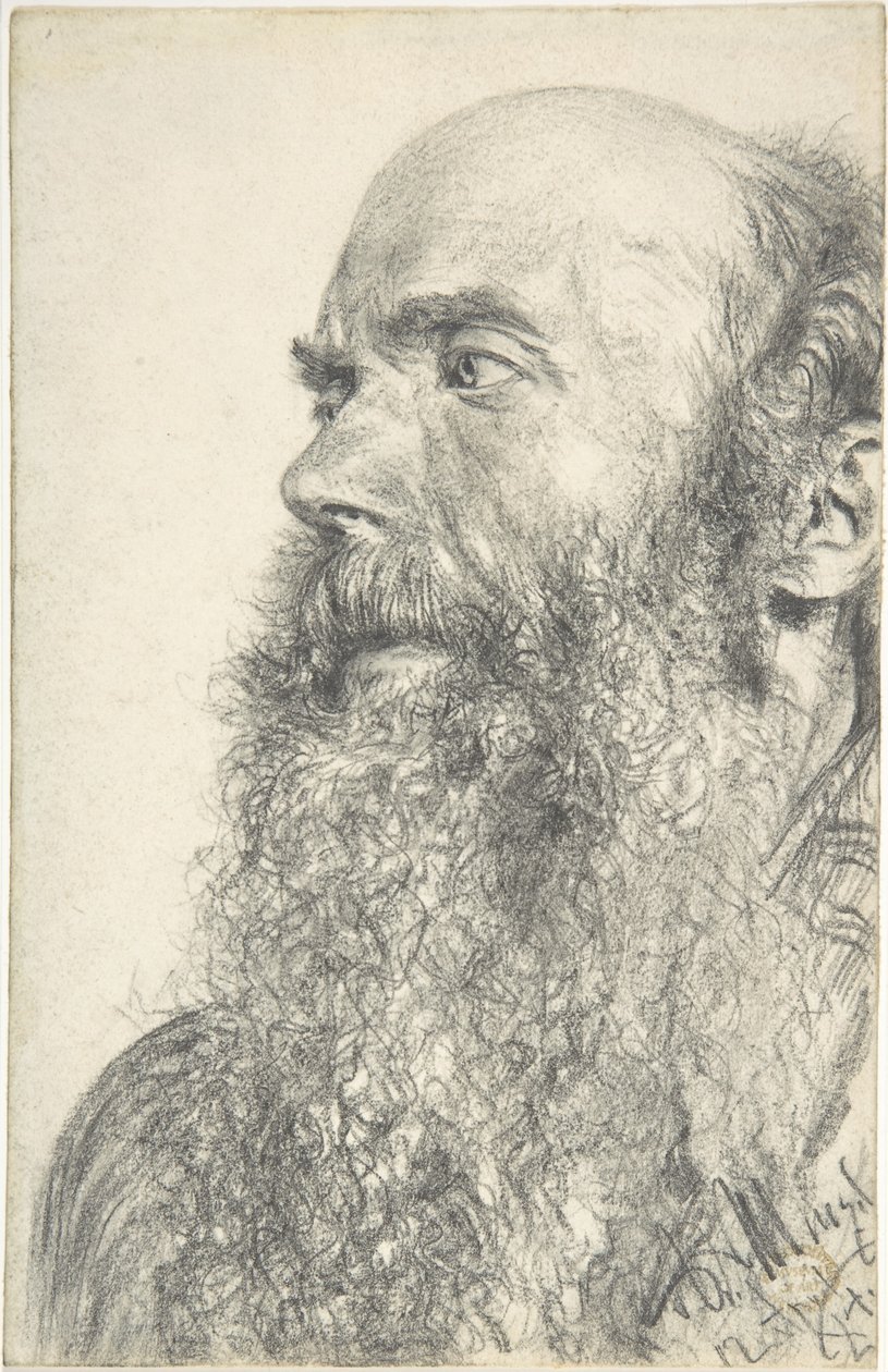 Head of a Bearded Man by Adolph Menzel