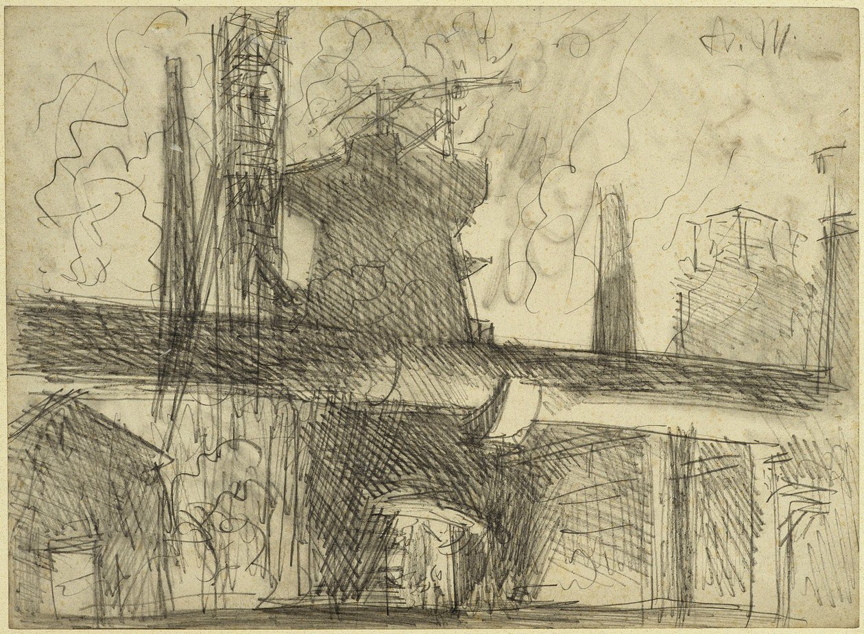 Blast Furnace, Chimneys, Pipeline in Königshütte by Adolph Menzel