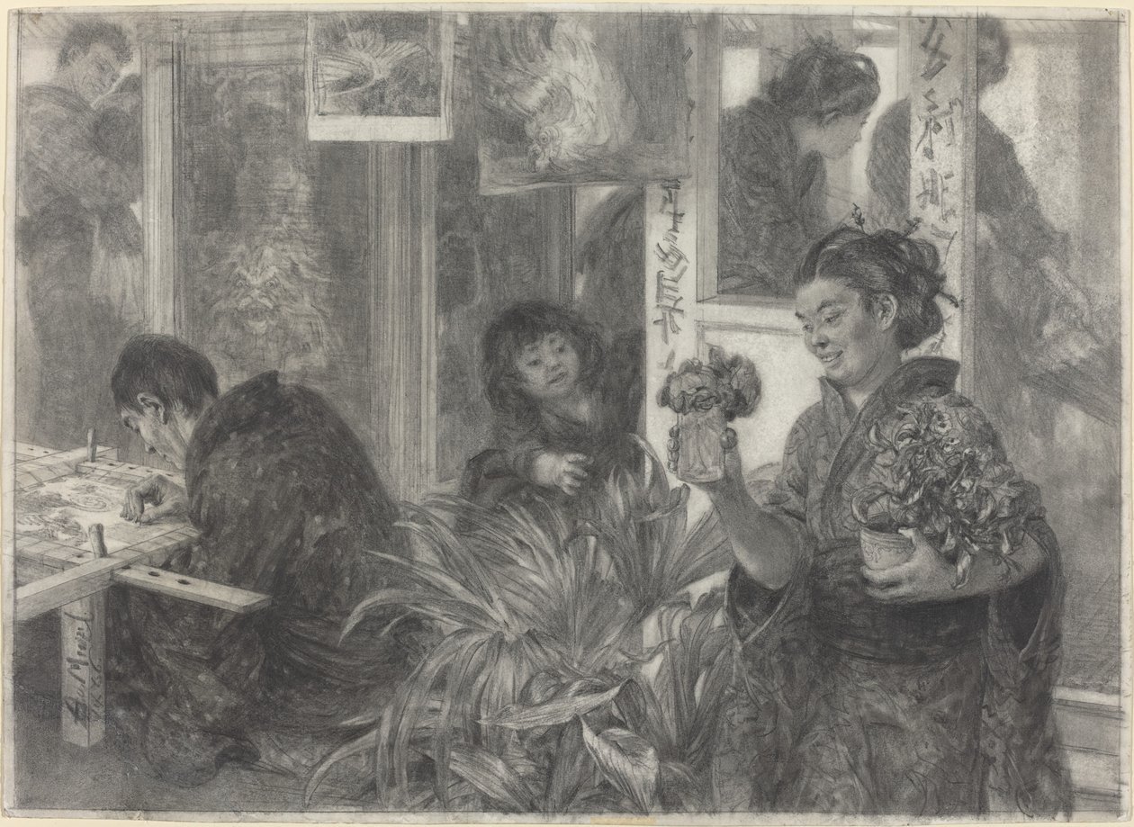 Japanese Artist at Work by Adolph Menzel