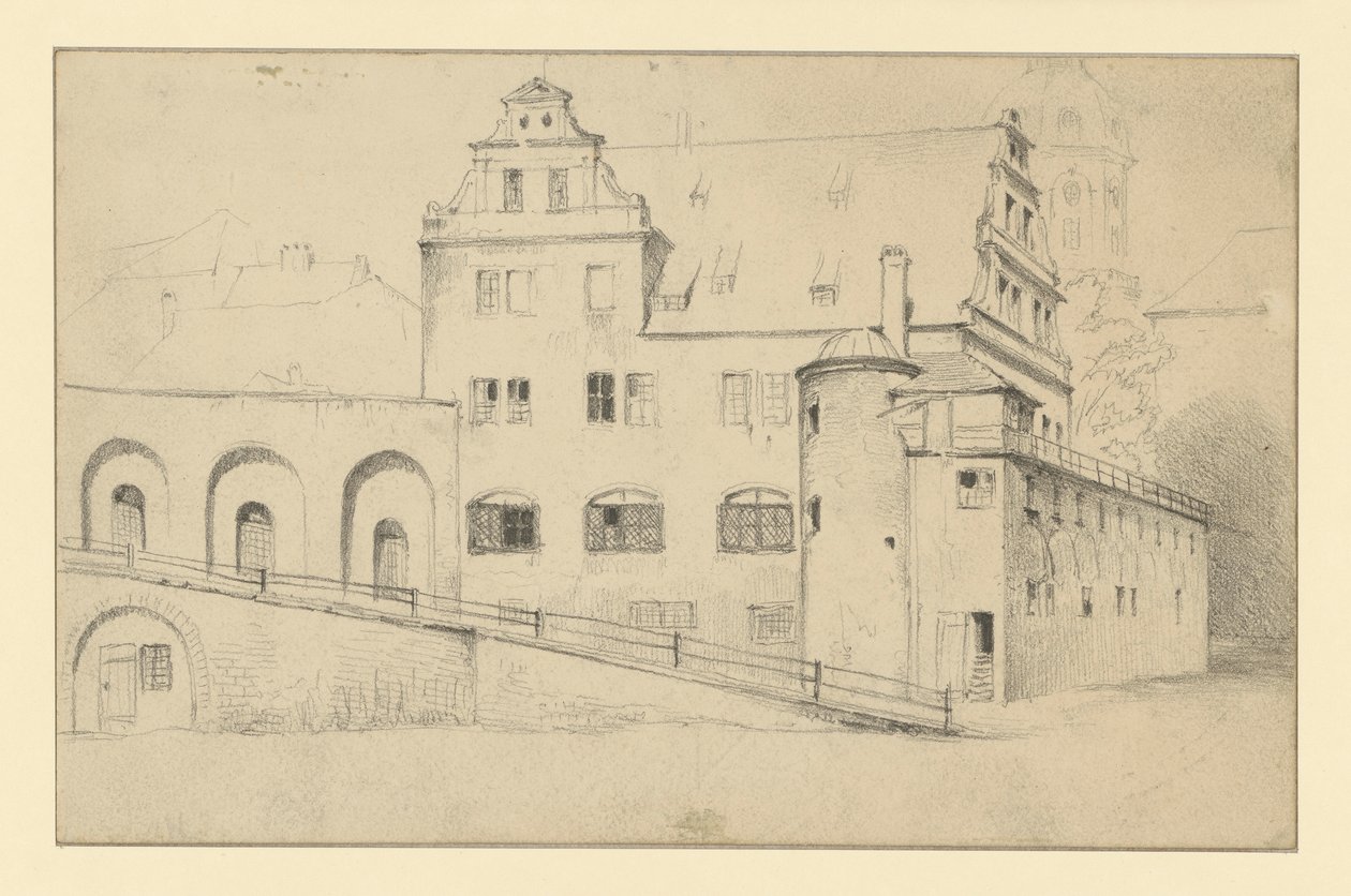Chancellery House in Dresden Seen from the Stable Courtyard by Adolph Menzel
