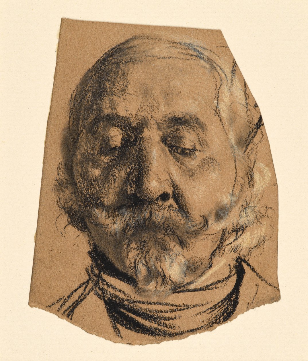 Head of a Man with a Moustache, Chin Beard and Closed Eyes by Adolph Menzel