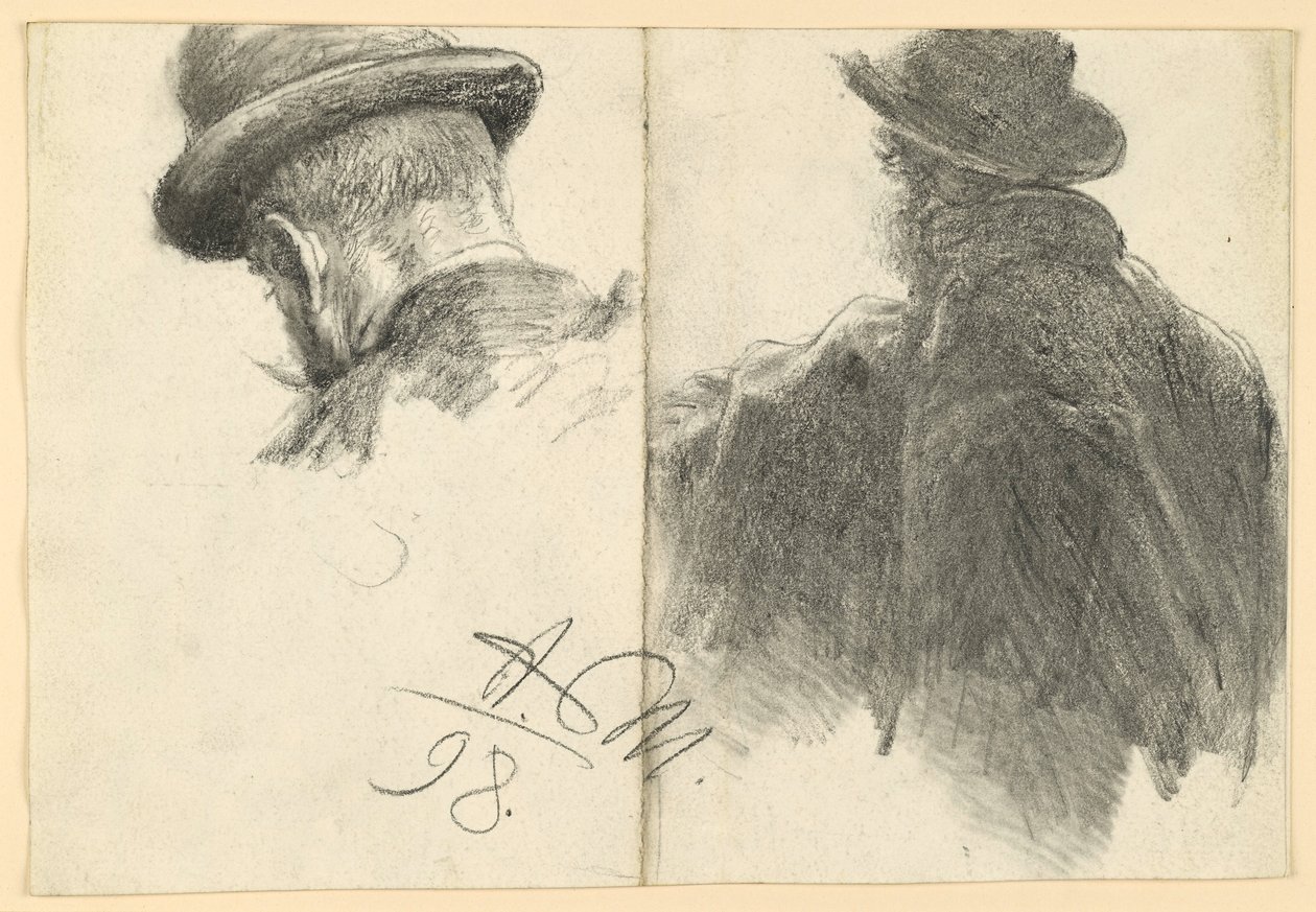 Man with Hat Seen from Behind, Head Repeated by Adolph Menzel
