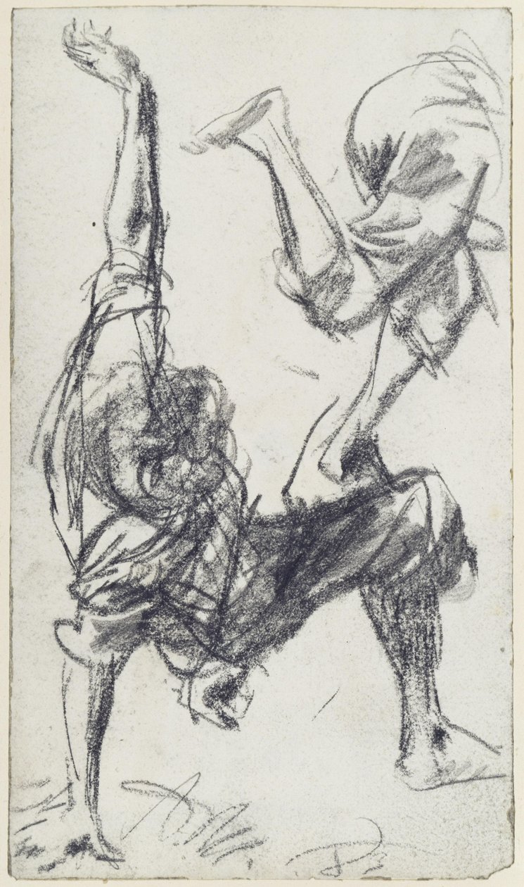 Model Study of a Somersaulting Boy from the Back with Details. Sketch for "Piazza d