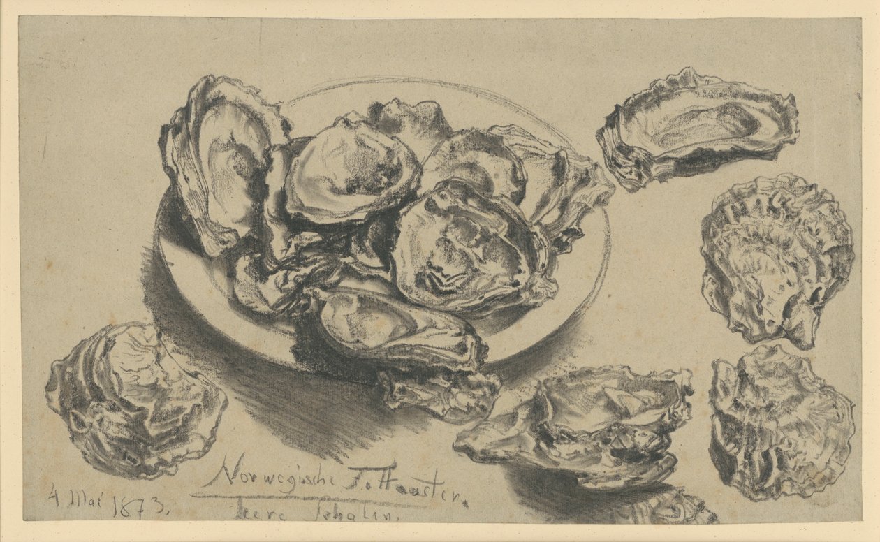 Norwegian Fat Oysters, Empty Shells by Adolph Menzel