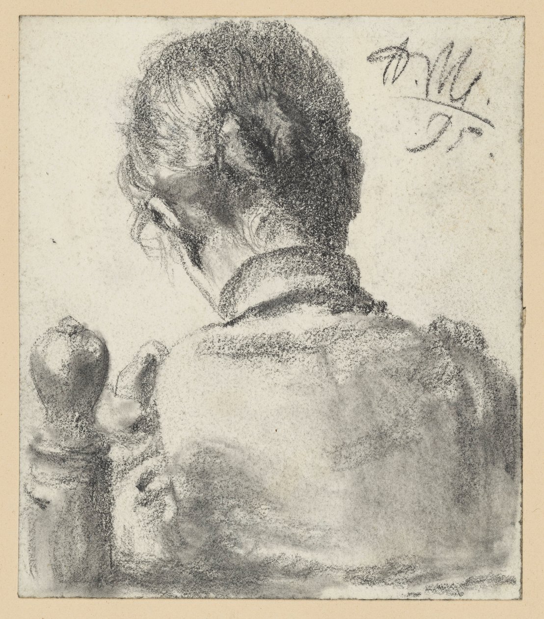Back View of a Woman Sitting on a Chair by Adolph Menzel