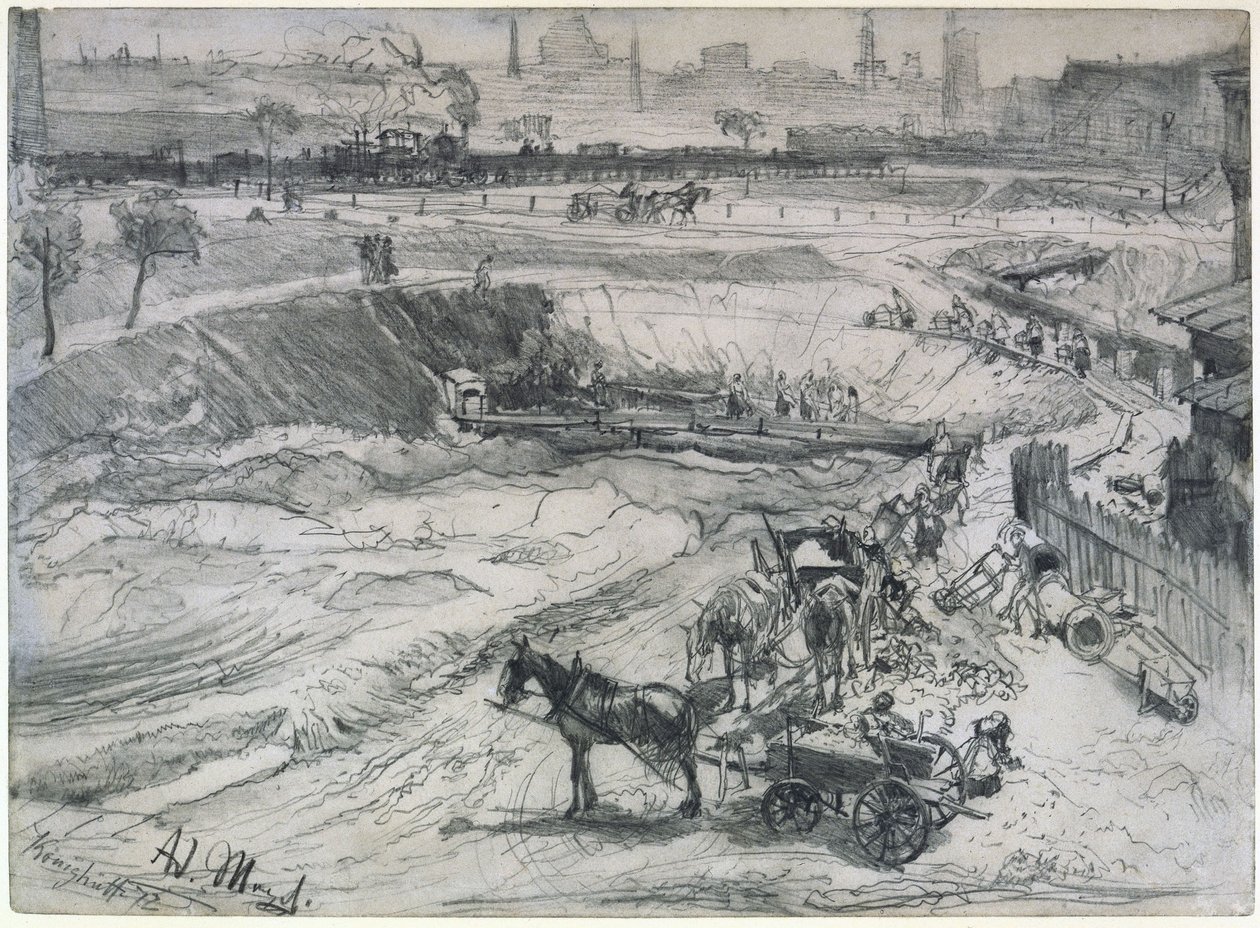 Open-pit Mining in Königshütte by Adolph Menzel