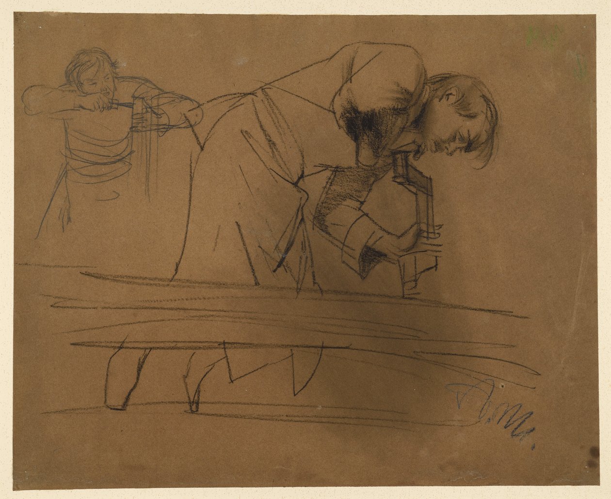 Carpenter Working with Drill and Chisel by Adolph Menzel