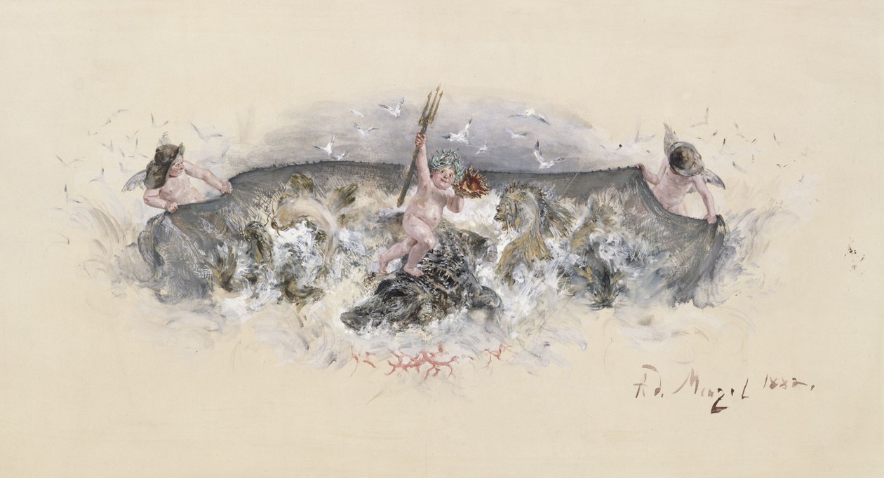 Design for the Decoration of the Fish Dish in the Table Service for the Silver Wedding Anniversary of the Crown Prince Couple by Adolph Menzel