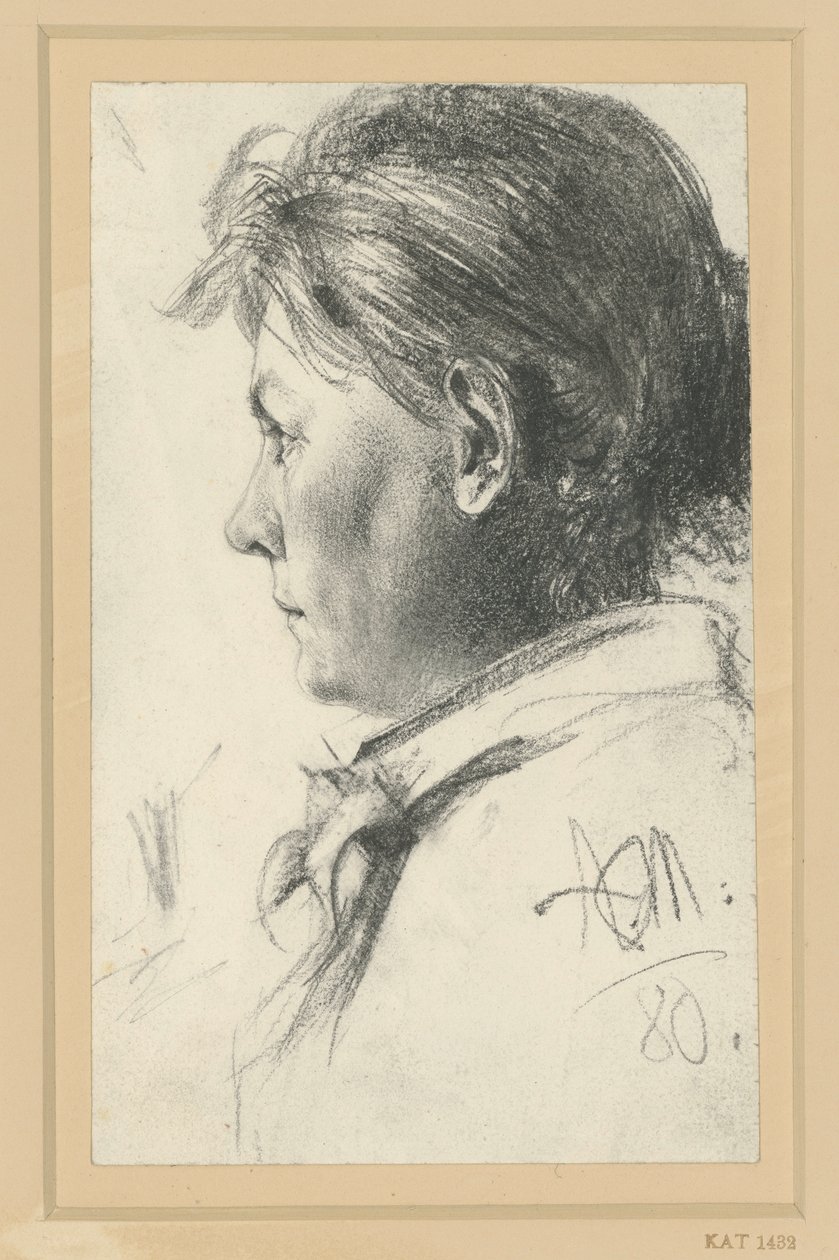 Female Bust Facing Left by Adolph Menzel
