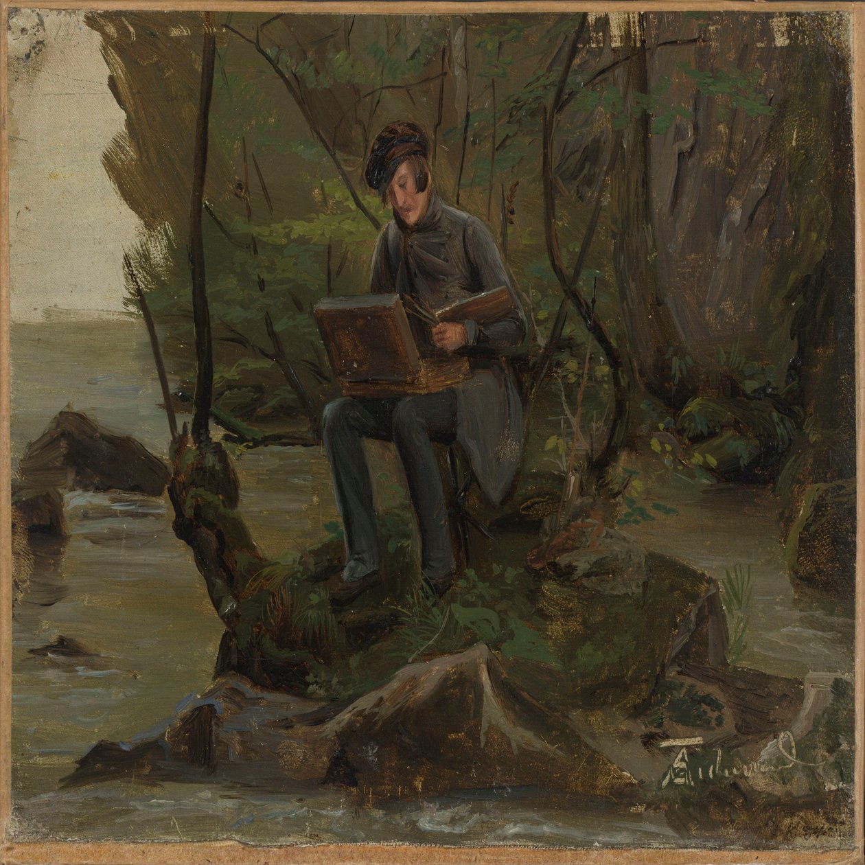 A Painter at His Paint Box by Adolph Tidemand