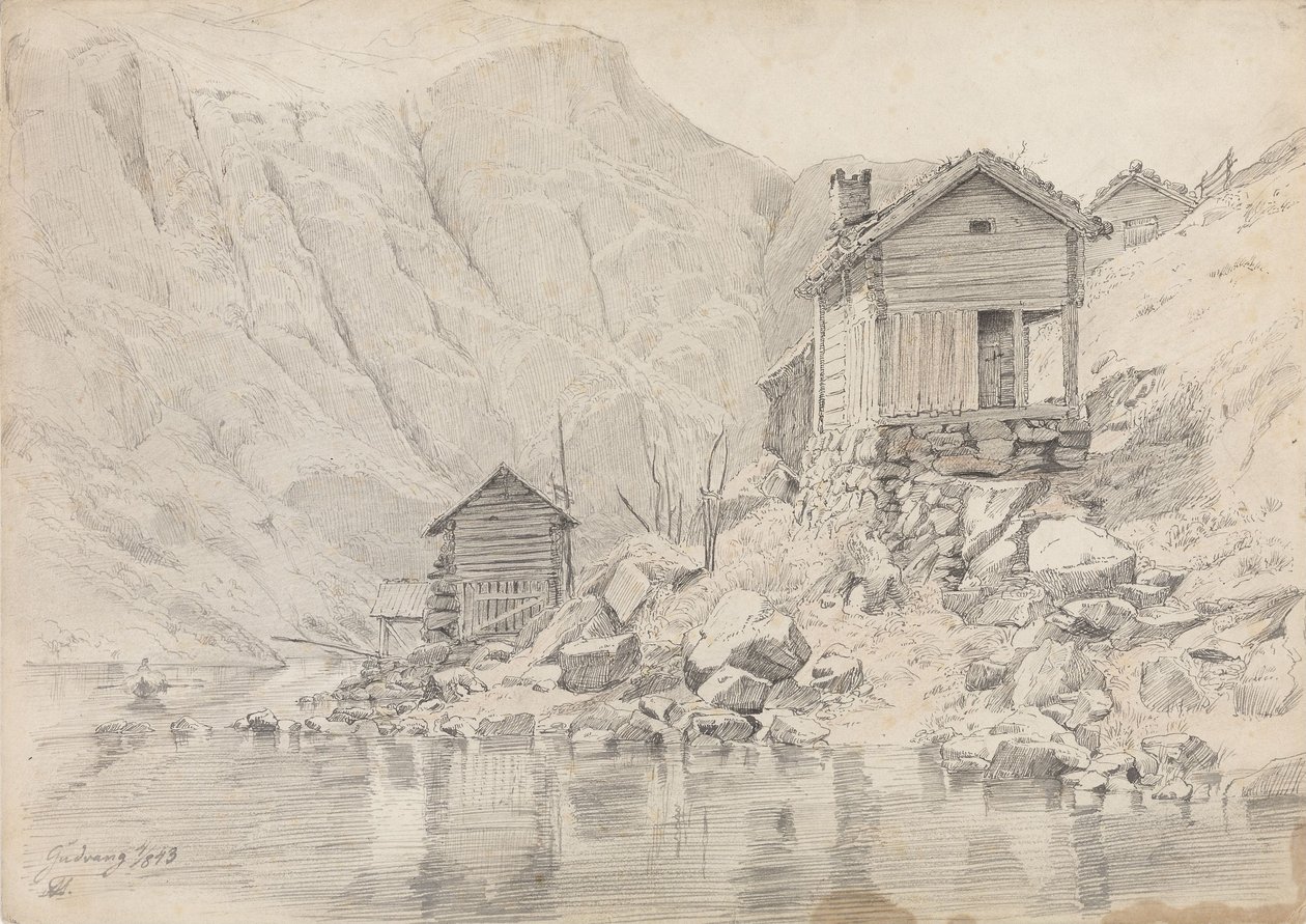 House by the Beach, Gudvangen by Adolph Tidemand