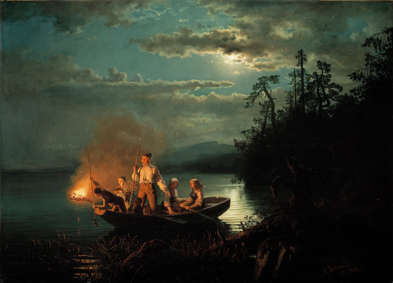 Listening on Krøderen by Adolph Tidemand