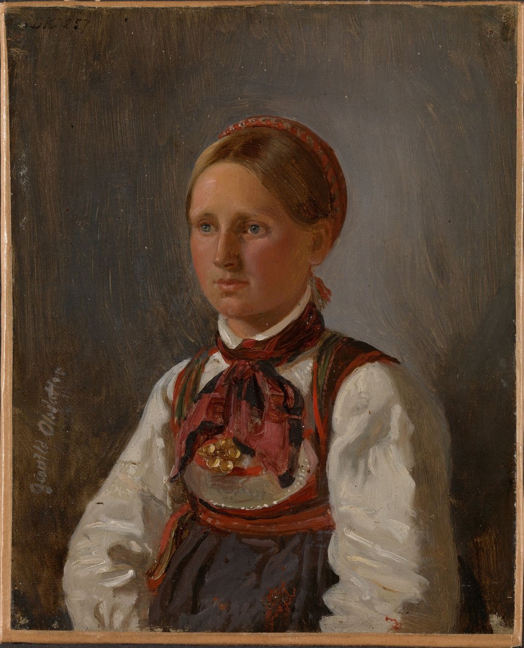 Portrait of Gunild Olsdatter from Tinn by Adolph Tidemand