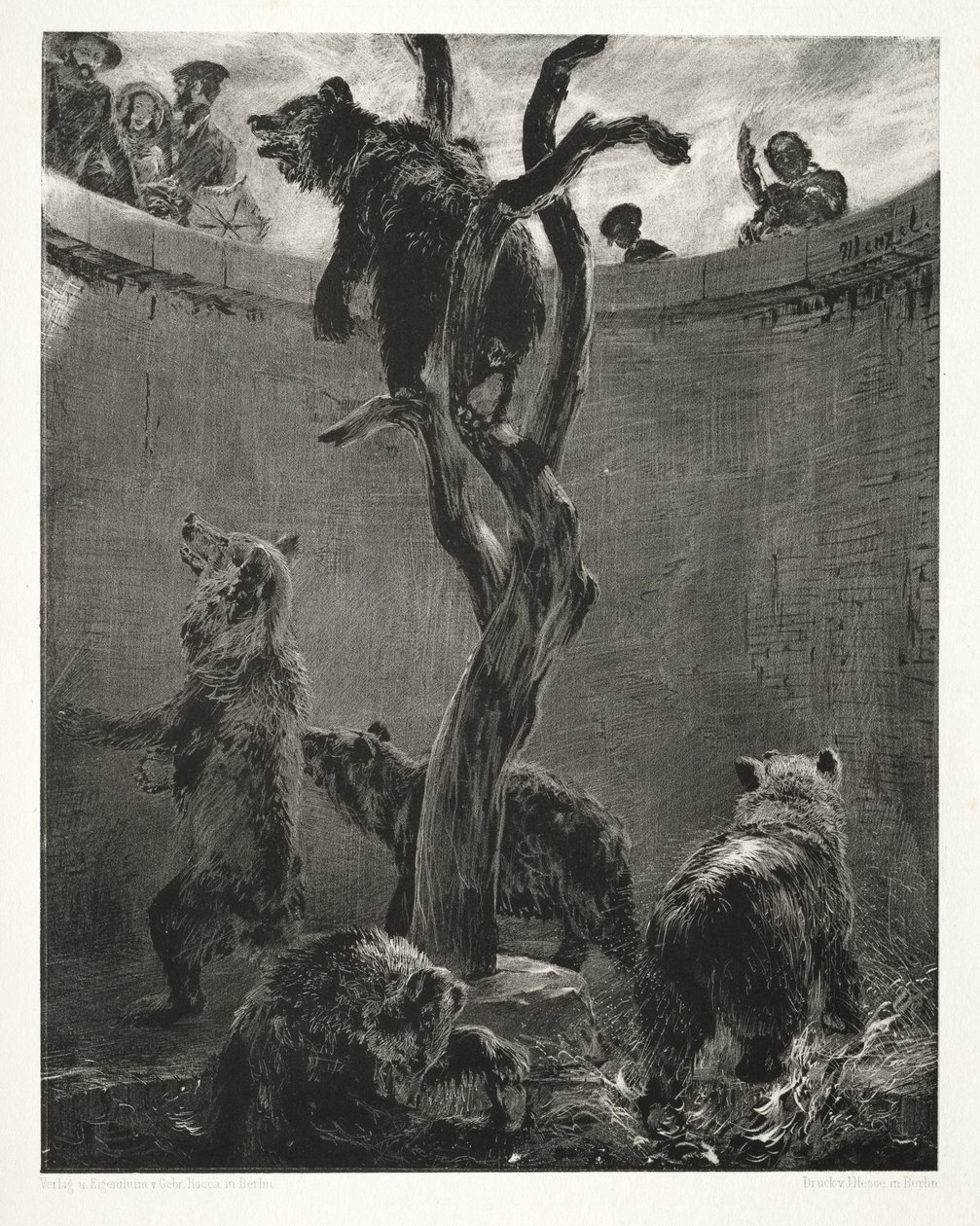 Essay on Stone with Brush and Scraper: The Bear Pit by Adolph Menzel