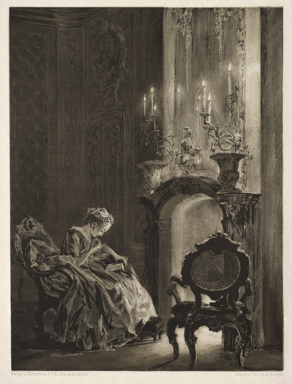 Woman Reading at the Fireside by Adolph Menzel