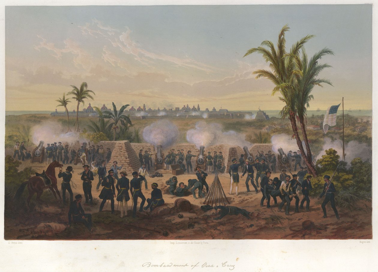 Bombardment of Vera Cruz (March 1847) in the Mexican-American War by Adolphe Jean Baptiste Bayot