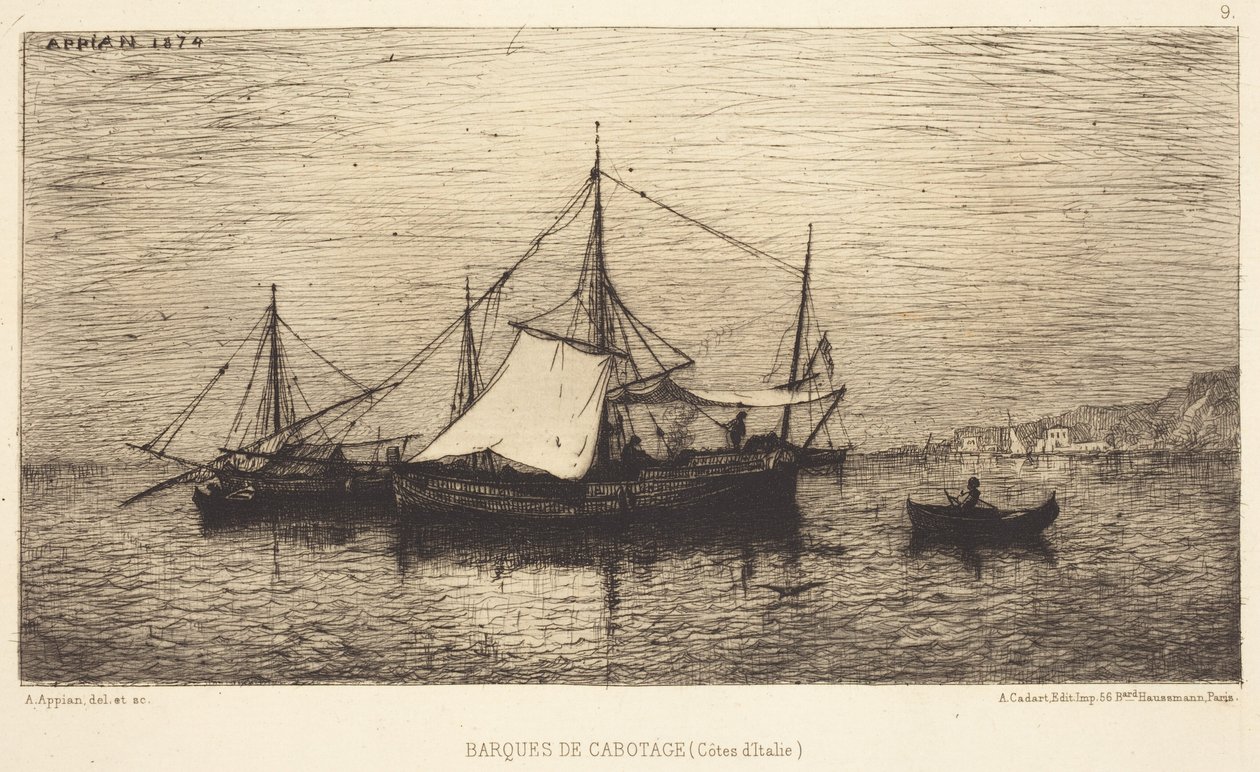 Coastal Barges by Adolphe Appian
