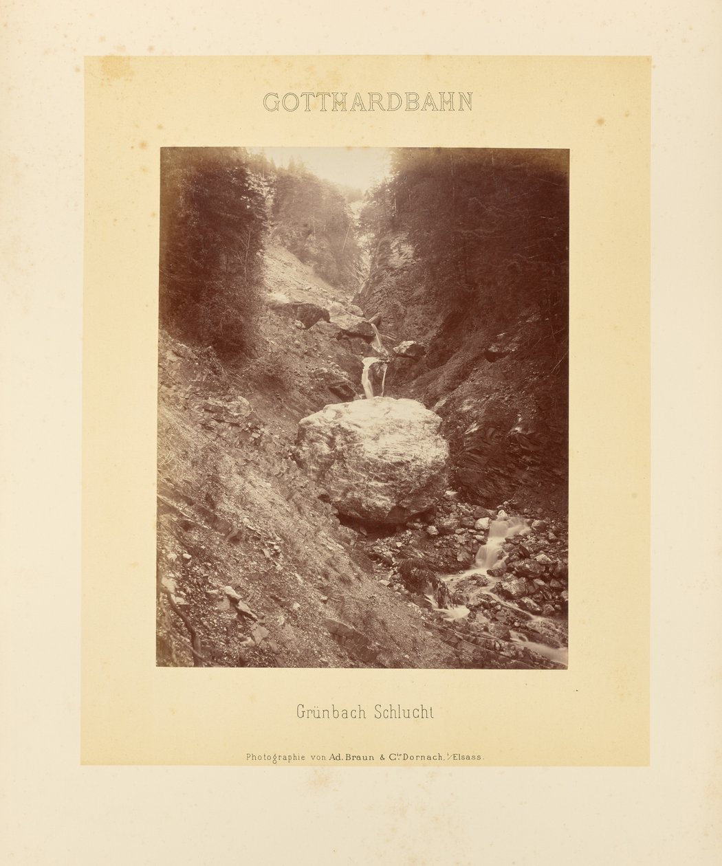 Gotthard Railway: Grünbach Gorge by Adolphe Braun and Cie