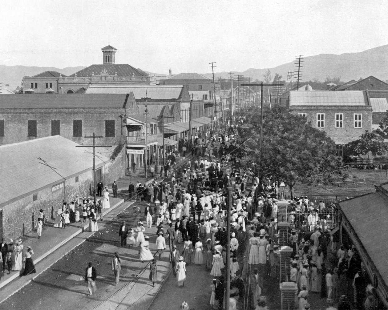 King Street Looking North, Kingston, Jamaica by Adolphe Duperly and Son