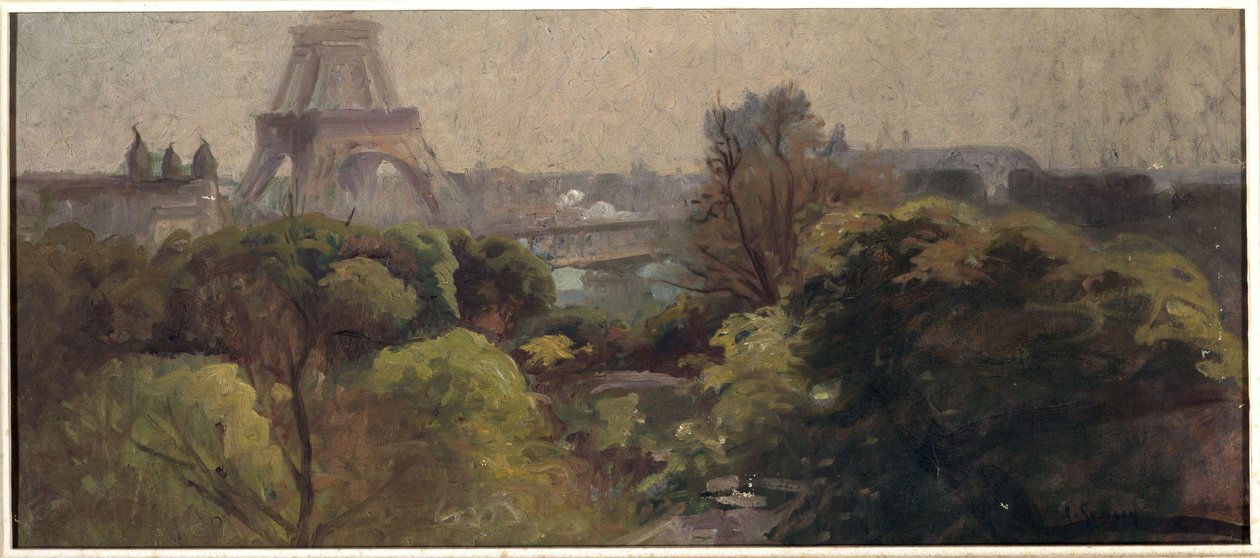 The Eiffel Tower, Seen from the Delessert Garden by Adolphe Ernest Gumery