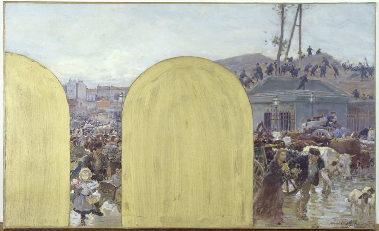 Sketch for the Cabinet of the Prefect of the Hôtel de Ville de Paris: The Return to Paris of the Inhabitants of the Suburbs: The Siege of Paris in 1870, in 1895 by Adolphe Gustave Binet