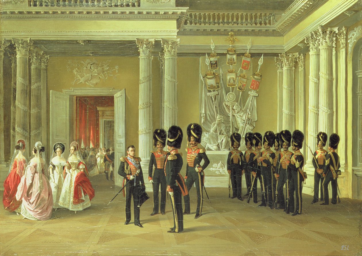 The Heraldic Hall in the Winter Palace, St Petersburg, 1838 by Adolphe Ladurner