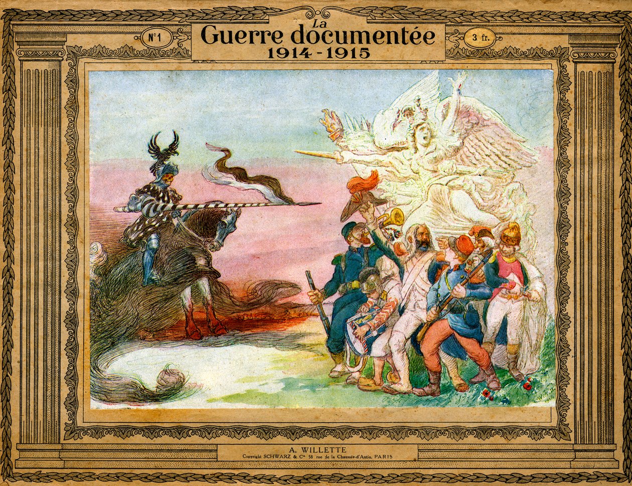 Allegory of Conflict: French Troops Guided by Victory Go to the Assault of Germany Embodied by Death on Horseback by Adolphe Leon Willette
