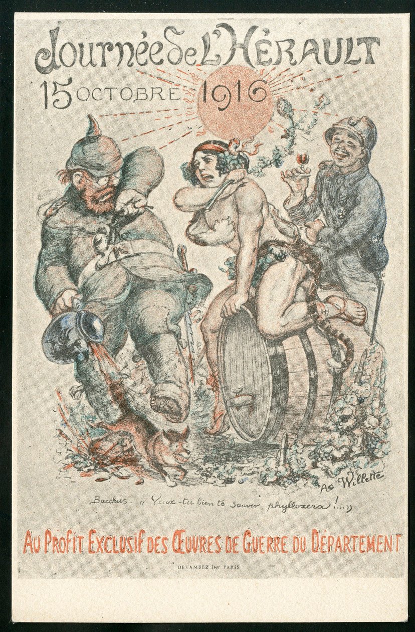 Satirical Postcard in Colours by Adolphe Leon Willette
