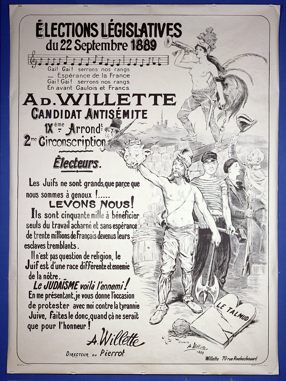 Poster promoting the election of the artist in the Legislative Elections of September 1889 by Adolphe Leon Willette