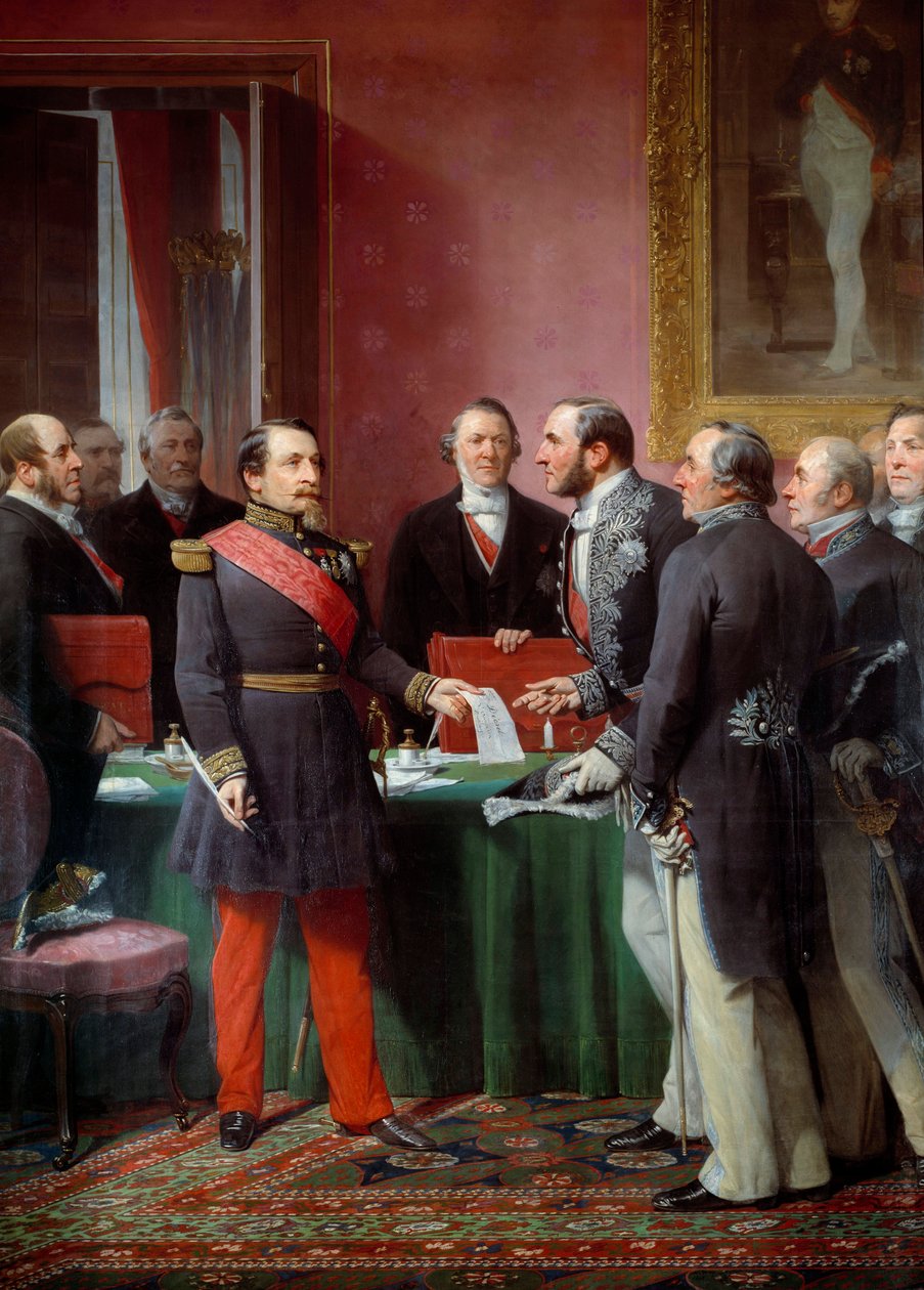 Emperor Napoleon III Handing Over to Baron Georges Haussmann the Decree of Annexation of the Neighbouring Municipalities in June 1859 by Adolphe Yvon
