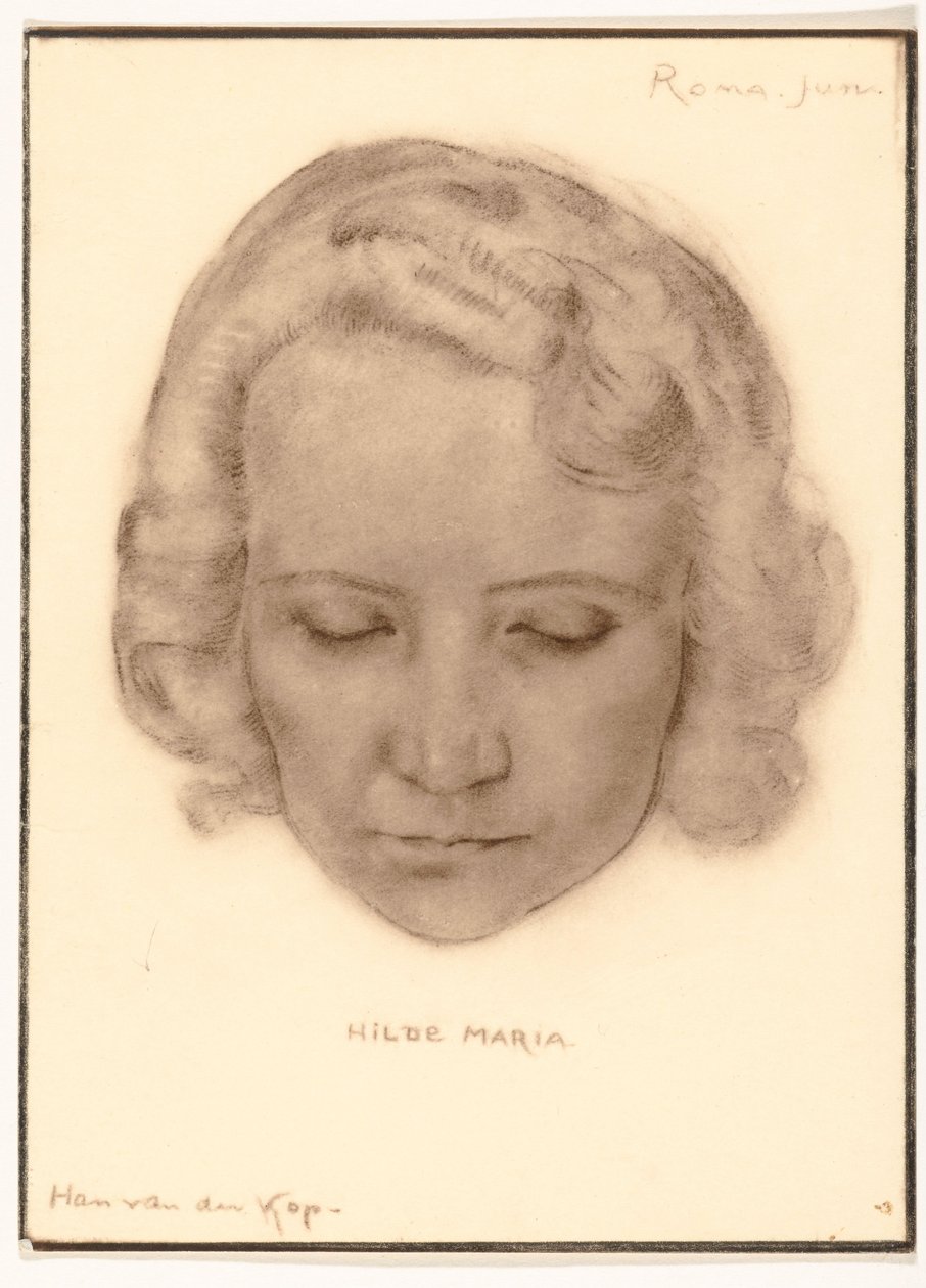 Photoreproduction of a Portrait of Hilde Maria by Han van der Kop by Adriaan Bijl (attributed to)