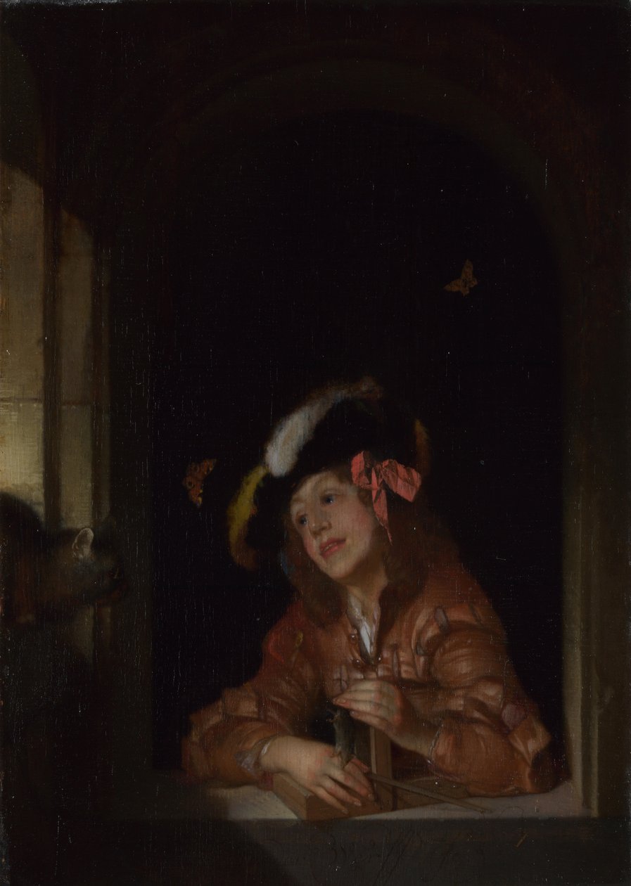 A Boy with a Mousetrap, 1678 by Adriaan van der Werff