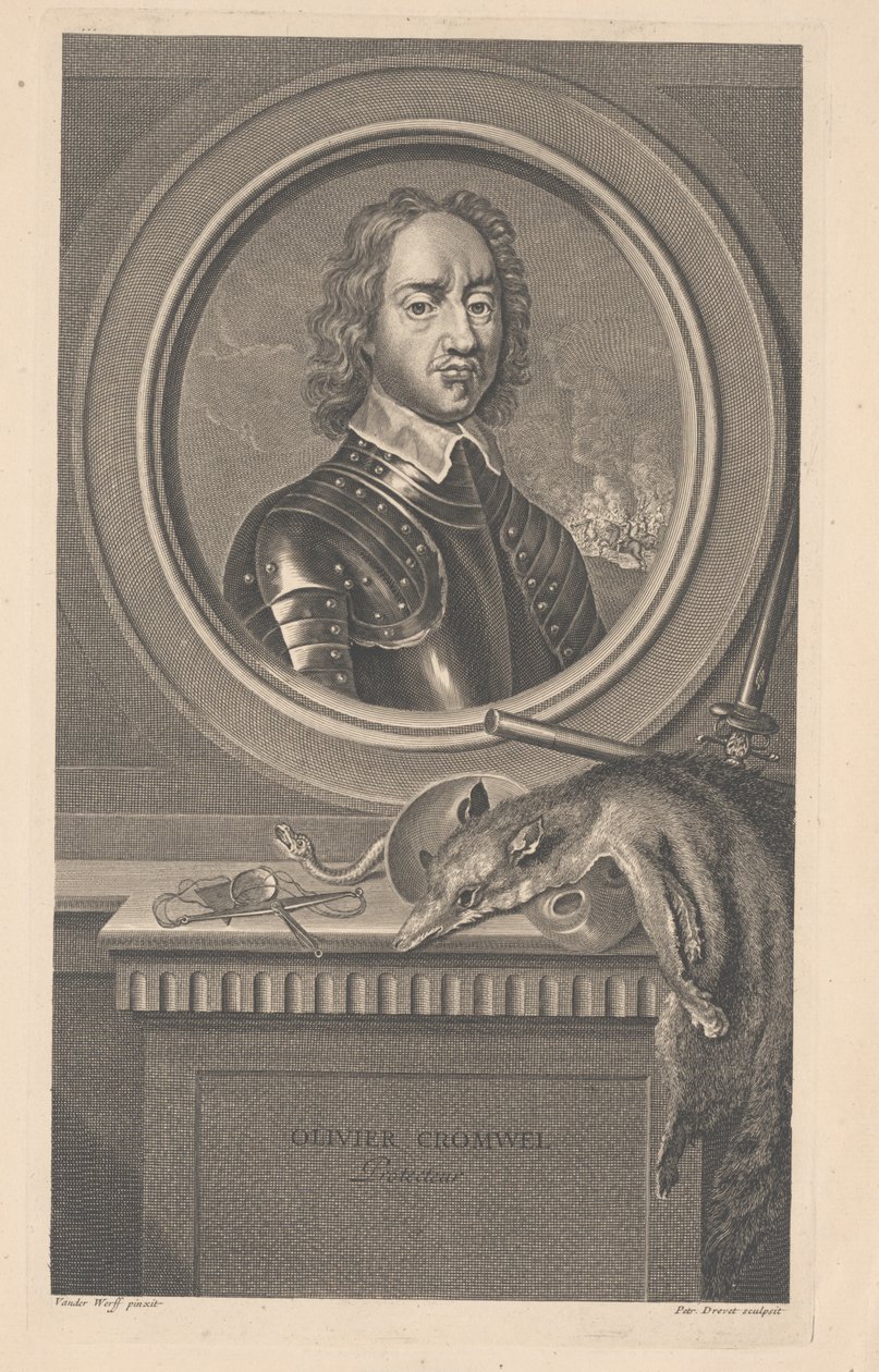 Oliver Cromwell, Protecteur, Engraved by Pierre Drevet by Adriaan van der Werff