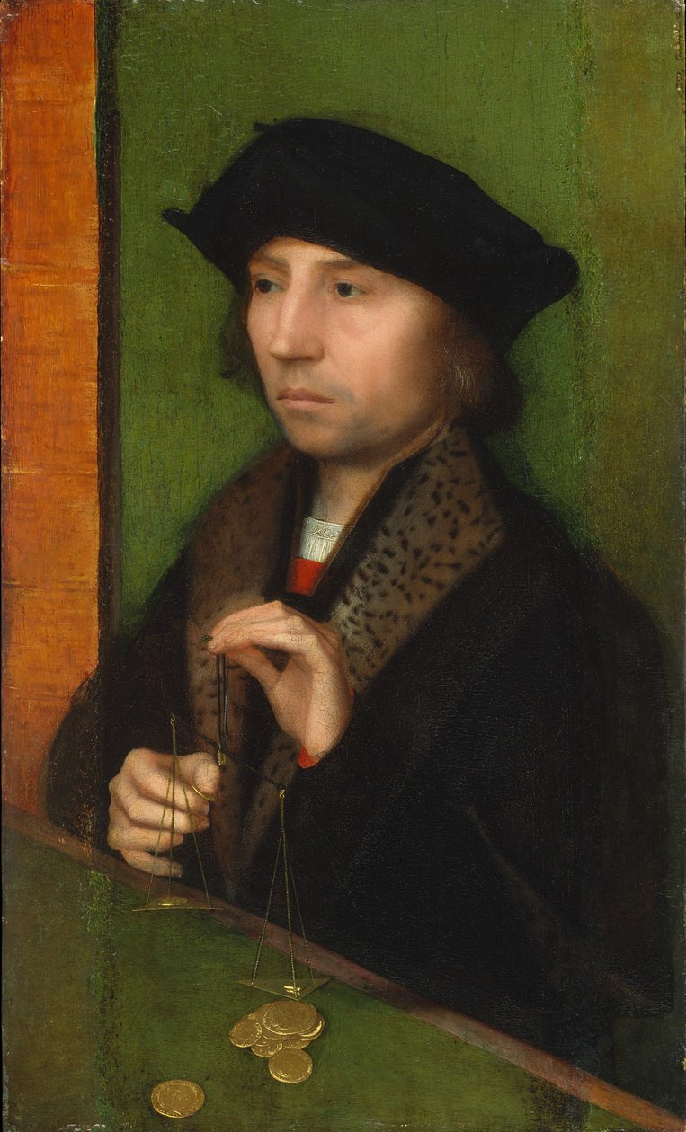 Man Weighing Gold by Adriaen Isenbrandt or Isenbrant