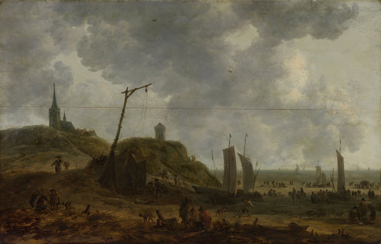 Beach at Katwijk by Adriaen van der Cabel